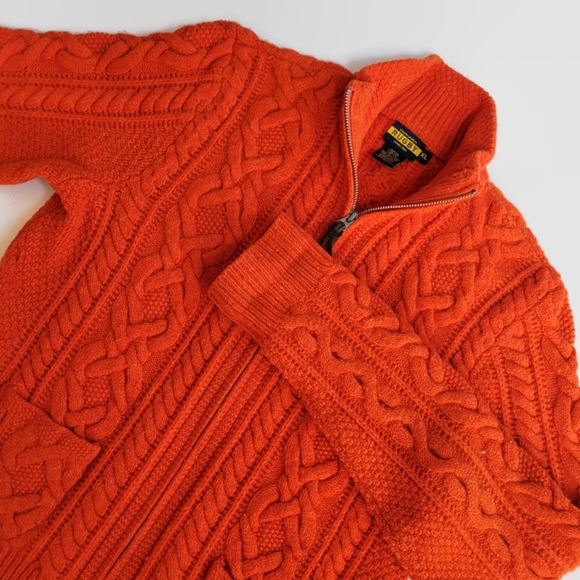 Ralph Lauren Rugby Wool Burnt Orange Zip-Up Sweater - Picture 9 of 14